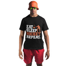 Eat Sleep Hockey Repeat Men Crew Neck Short Sleeve T-Shirts Graphic Tees... - $14.89
