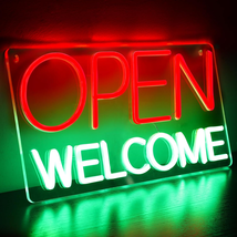 Open Welcome Signs for Business Ultra Bright LED Neon Open Sign 16 Inch Lighted - £72.79 GBP