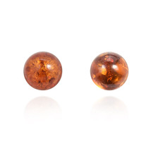 Glowing Round Simulated Amber Sterling Silver 6mm Stud Earrings - £9.47 GBP