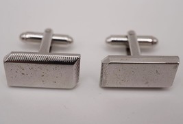 Cufflink Set Mens Shields Mid Century Design Silver Tone - £35.99 GBP