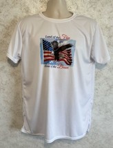 Land Of the Free Home of the Brave Polyester Short Sleeve Tee Eagle Whit... - $18.69