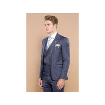 Men 3pc European Vested Suit WESSI by J.VALINTIN Extra Slim Fit JV17 Navy Blue image 8