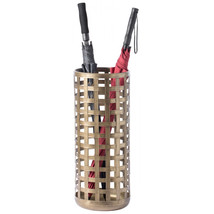 Vintiquewise 10 x 24.50 in. Round Metal Woven Umbrella Storage Stand Bronze - $182.48