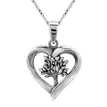 Heart with Tree of Life 925 Silver Necklace - £20.87 GBP
