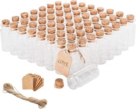 Brajttt 64 Pcs. Glass Bottles With Cork Stoppers, Diy Favors In Tiny Glass Jars, - £34.76 GBP