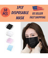 50PCS 3Ply Face Mask Non-Medical Surgical Masks Disposable Kid Child Adu... - £6.30 GBP+