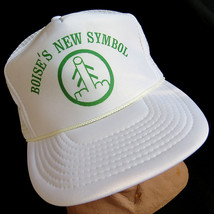 Vtg NWOT Boise&#39;s New Symbol Mesh Snapback Hat Cap Middle Finger Idaho Novelty - £18.51 GBP