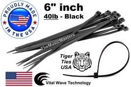 5000 Black 6&quot; inch Wire Cable Zip Ties Nylon Tie Wraps 40lb USA Made Tiger Ties - £149.50 GBP