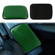 JDM Car Armrest Cover Auto Center Console Box Carbon Leather Cushion Pad Green - £9.50 GBP