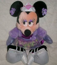 16&quot; Minnie Mouse Disney Parks Purple Bling Fancy Stuffed Animal Plush Toy Doll - £21.23 GBP