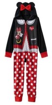 Girls Pajamas One Piece Hooded Footless Minnie Mouse Fleece Blanket Sleeper-sz 4 - £15.82 GBP