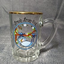 Mini Glass Mug / Shot Glass for Newborn Boy  “FRESH FROM GOD” Gold Rim F... - £7.82 GBP