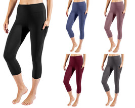 Womens High Waist Active Workout Capri Leggings 18&quot; Inseam - £17.54 GBP