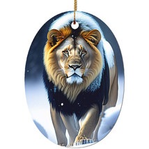 Cute Lion Fantasy Winter Snow Ornament CeramicDecor Xmas Gift For Lion Lover - £13.49 GBP