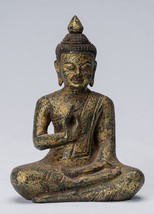Buddha - Antik Khmer Stil Sitzender Holz Buddha Statue Lehre Mudra - - £118.72 GBP
