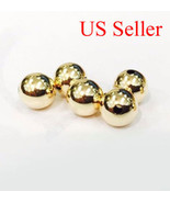 1 pc 18k solid yellow gold 6 mm round polish loose  bead  6MM - £20.40 GBP