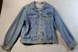 Vintage GUESS Jacket Mens Size Medium Blue Denim 100% Cotton Collar Butt... - $41.93