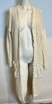 Free People Off White Loose Weave Long Sleeve Open Long Cardigan Size XS - £26.14 GBP