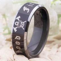 Free Shipping Customs Engraving Ring Hot Sales 8MM Black With Shiny Edges Firefi - £30.93 GBP