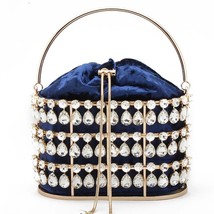 New Fashionable Crystal Party Evening Bag 2023 Women&#39;s   Cage Bucket Portable  R - £102.26 GBP