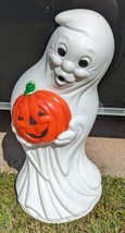 Vintage Ghost holding Pumpkin 33&quot; Halloween Blow Mold Yard Light - £59.81 GBP