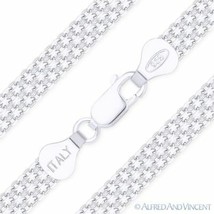 .925 Italy Sterling Silver 6mm 2-Row Bizmark Bismark Link Italian Chain Necklace - £48.63 GBP+