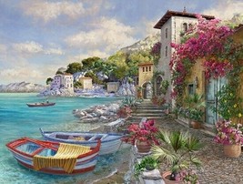 33&quot; X 44&quot; Panel Mediterranean Escape Travel Europe Italy Cotton Fabric D374.72 - £12.42 GBP