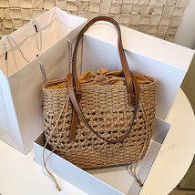 Ew straw bags for women fashion handmade woven lady shoulder bag casual travel bohemian thumb200