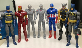 7 Marvel &amp; DC 12&quot; Action Figures Thor, Batman and Ultron, Iron Man, 2013-18 - $24.18
