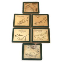 6 Lady Clare Coasters Golf Course Maps Vintage England 6 Felt Back Souvenir READ - $29.69