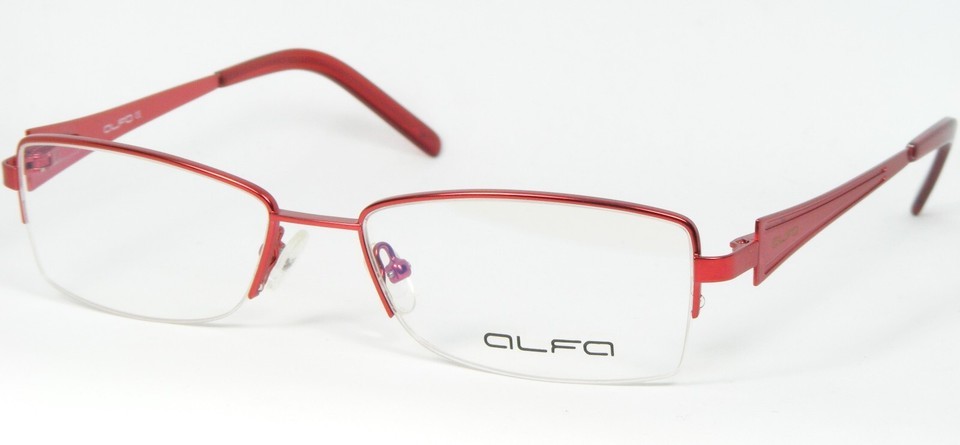 ALPHA 1028 C2 RED EYEGLASSES GLASSES HALF RIM METAL FRAME 52-16-135mm - $58.88