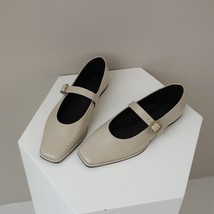 New Women Fashion Genuine Leather Mary Jane Shoes Square Head Shallow Flats Soli - £131.15 GBP
