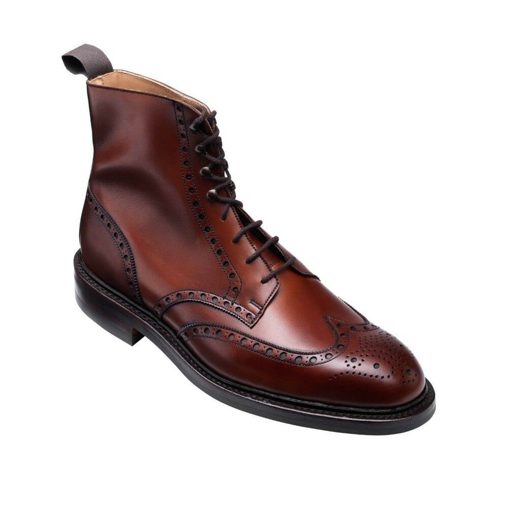 Maroon Red Full Brogue Toe Wing Tip Vintage Leather Lace Up Ankle Boots US 7-16
