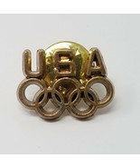 Pin USA Olympic Rings Small Brass All Caps Vintage  - £6.67 GBP