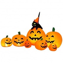 Halloween 7.5 Feet Inflatable Pumpkin Combo with Witch Black Cat - Color: Orange - $2,441.01 MXN