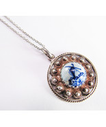 Fine Vintage Sterling Silver Delft Windmill 925 Italy Chain Necklace - £23.21 GBP