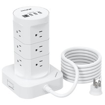 Surge Protector Power Strip Tower - 12 Widely Outlets With 4 Usb Ports (1 Usb C) - £42.47 GBP