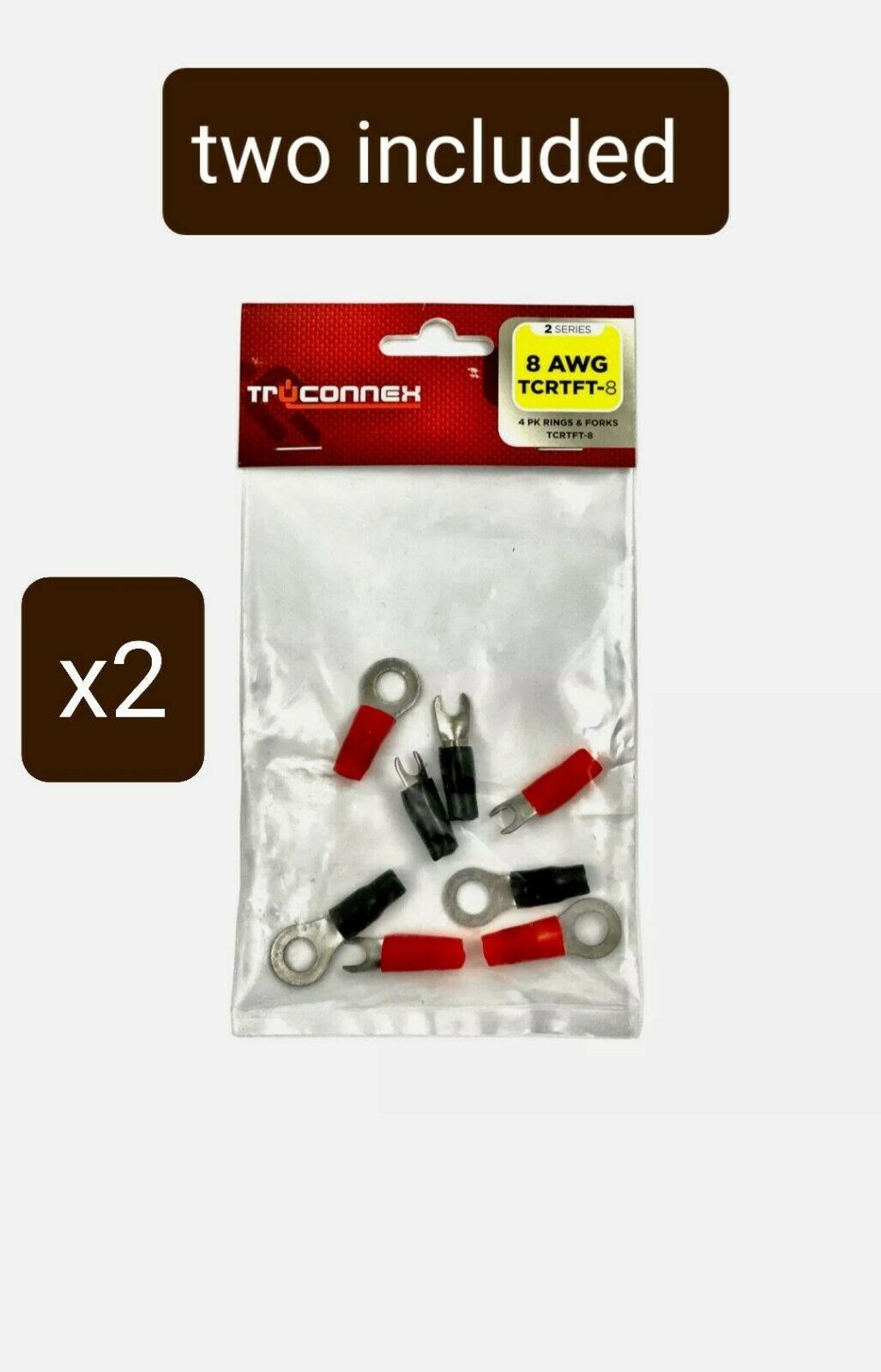 Total 16 TruConnex 8 Gauge Crimp Nickel Plated Barrier Spade and Ring Te... - $7.69