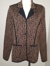 VTG Exclusively Misook Brown Black Button Front Jacket Size Small Acrylic - £31.12 GBP