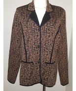 VTG Exclusively Misook Brown Black Button Front Jacket Size Small Acrylic - £31.10 GBP
