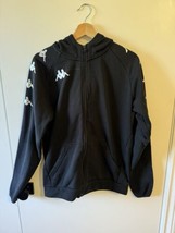 MENS Medium Kappa Black Full-zip Hoodie with Silver Graphics - $471.90 MXN