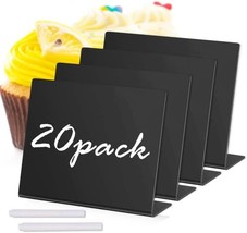 20 Pack Acrylic Mini Chalkboard Sign For Food, Black Tabletop Chalkboard Signs, - £24.98 GBP