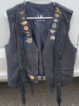 Leather King Leather Motorcycle Vest w/ 13 Pins! - £60.61 GBP