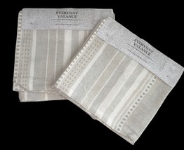 Summer Striped Valance 40x14&quot; Set Of 2 Beach Summer House Beige Taupe Ivory - £23.46 GBP