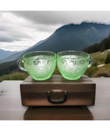 Vintage Indiana Glass Sandwich Tiara Glass Chantilly Green Coffee Cups S... - $165.51 MXN