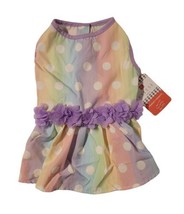 Dog Dress Pastel Rainbow Stripe Polka Dot  Flowers Princess Pride Month NWT  - £11.72 GBP