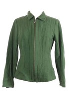 Coldwater Creek Womens Jacket Green Jacquard Full Zip Long Sleeve Blazer Sz 8 - £9.05 GBP