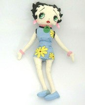 Betty Boop Doll Peace Sign Blue Dress Yellow Flowers 16&quot; 2003 KellyToy HTF - £7.34 GBP