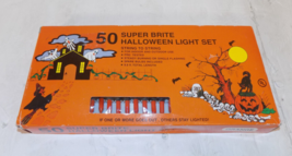 Vintage 50 Super Brite Orange Halloween String Light 9 FT Indoor Outdoor Tested - £9.16 GBP