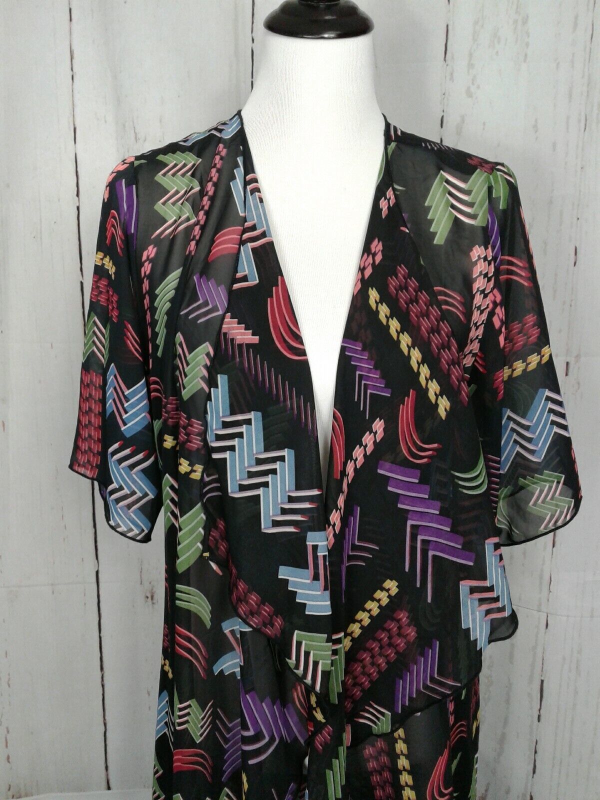 Coverup Wrap Lularoe Shirley Aztec Design Black Multi Cover Up Sz S - £10.39 GBP